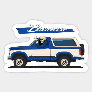 Truck bronco 1986 f150 xlt 4x4 skull metal blue navy Sticker